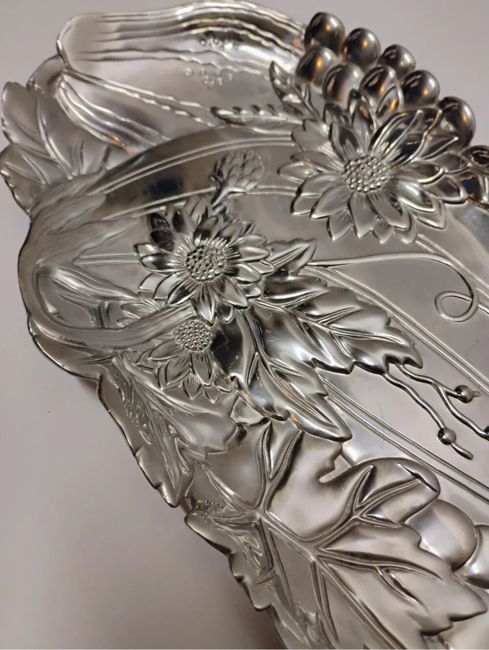 Vintage Fitz And Floyd Metal Sunflower Jewelry Candy Trinket Tray